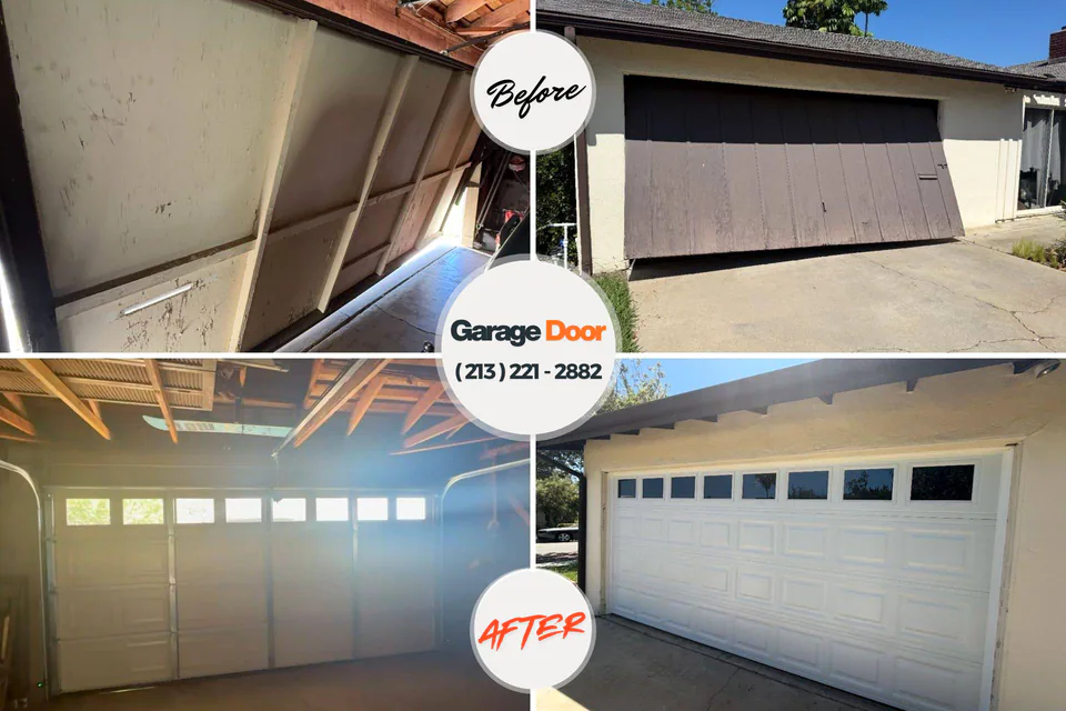 Before and after: garage door repair Plantation, FL